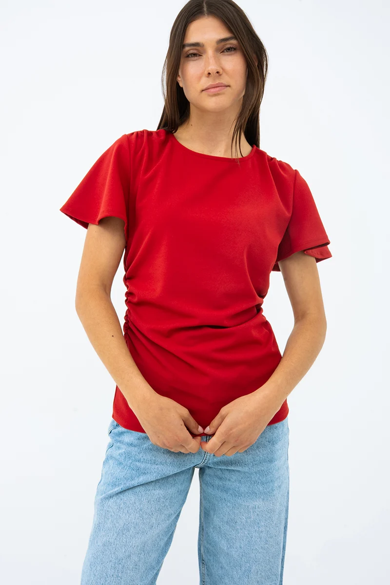 Le t-shirt uni manche courte évasée