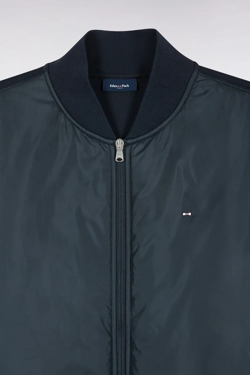 Sweatshirt zippé façon teddy marine coupe droite
