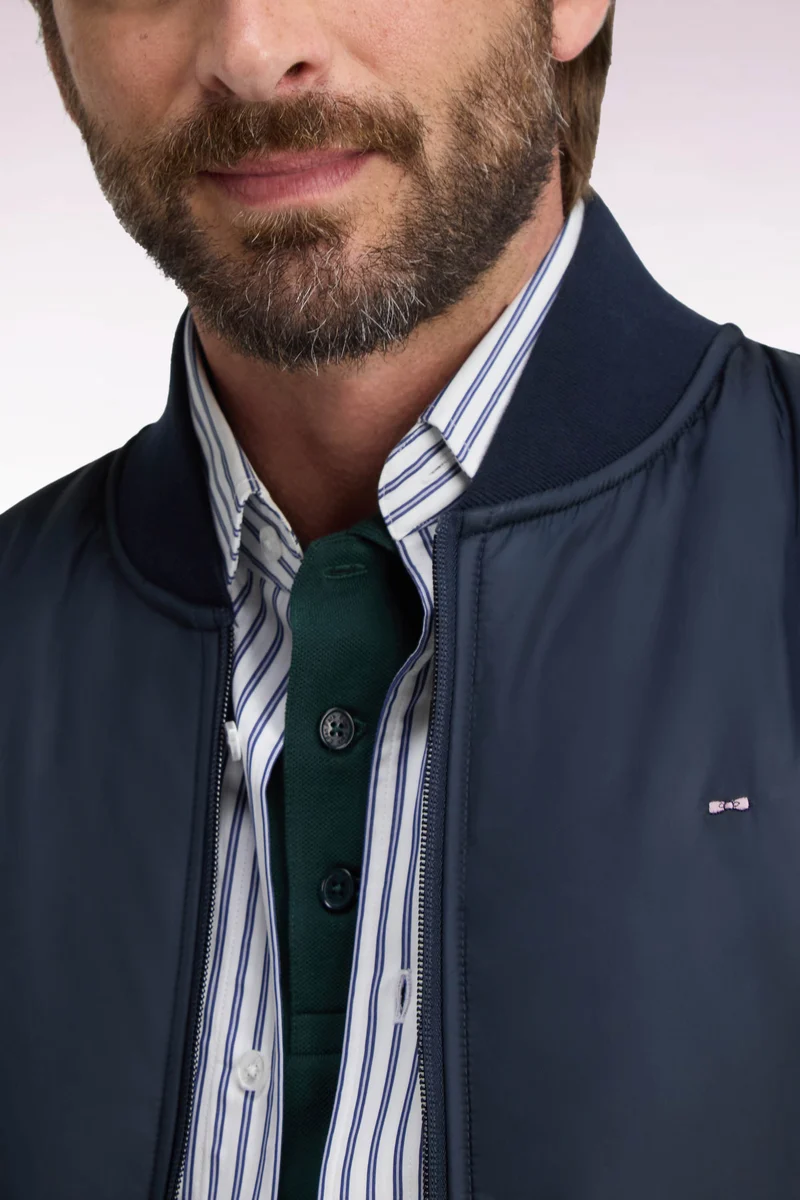 Sweatshirt zippé façon teddy marine coupe droite