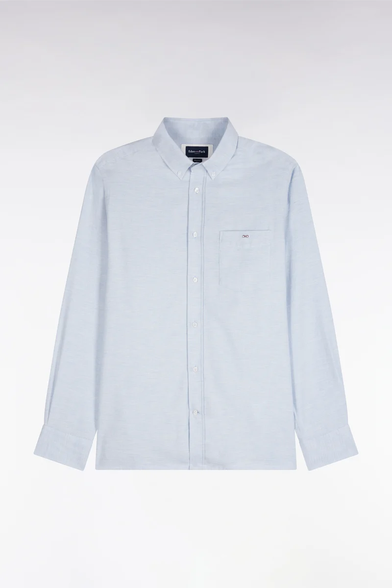Chemise unie en coton gris coupe droite