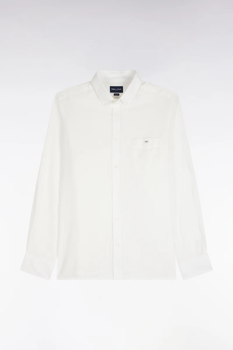 Chemise unie en coton ivoire coupe droite
