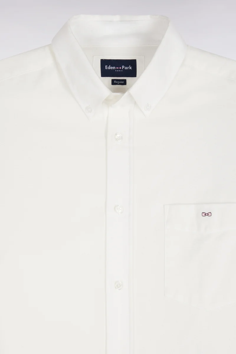 Chemise unie en coton ivoire coupe droite
