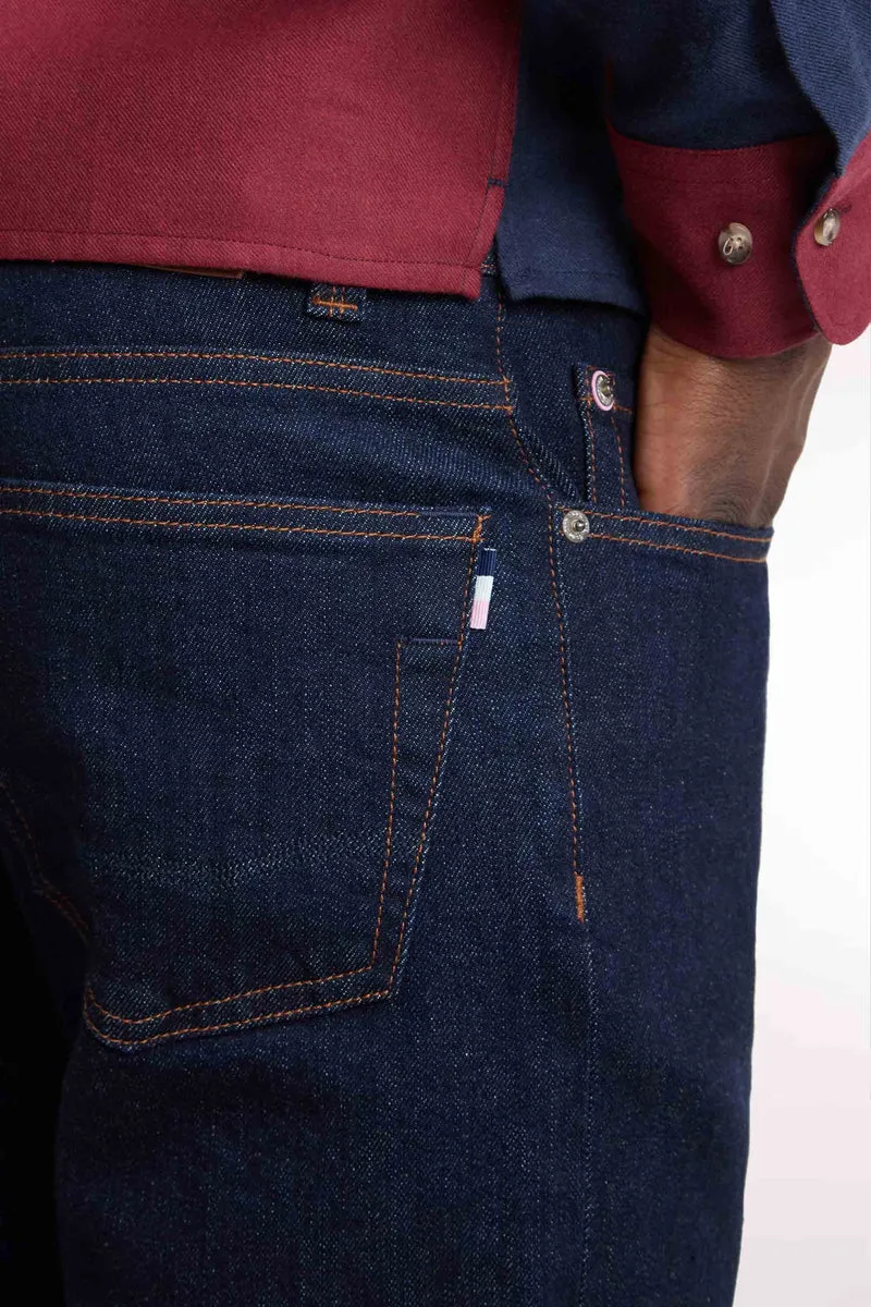 Jean en denim stretch bleu brut coupe regular