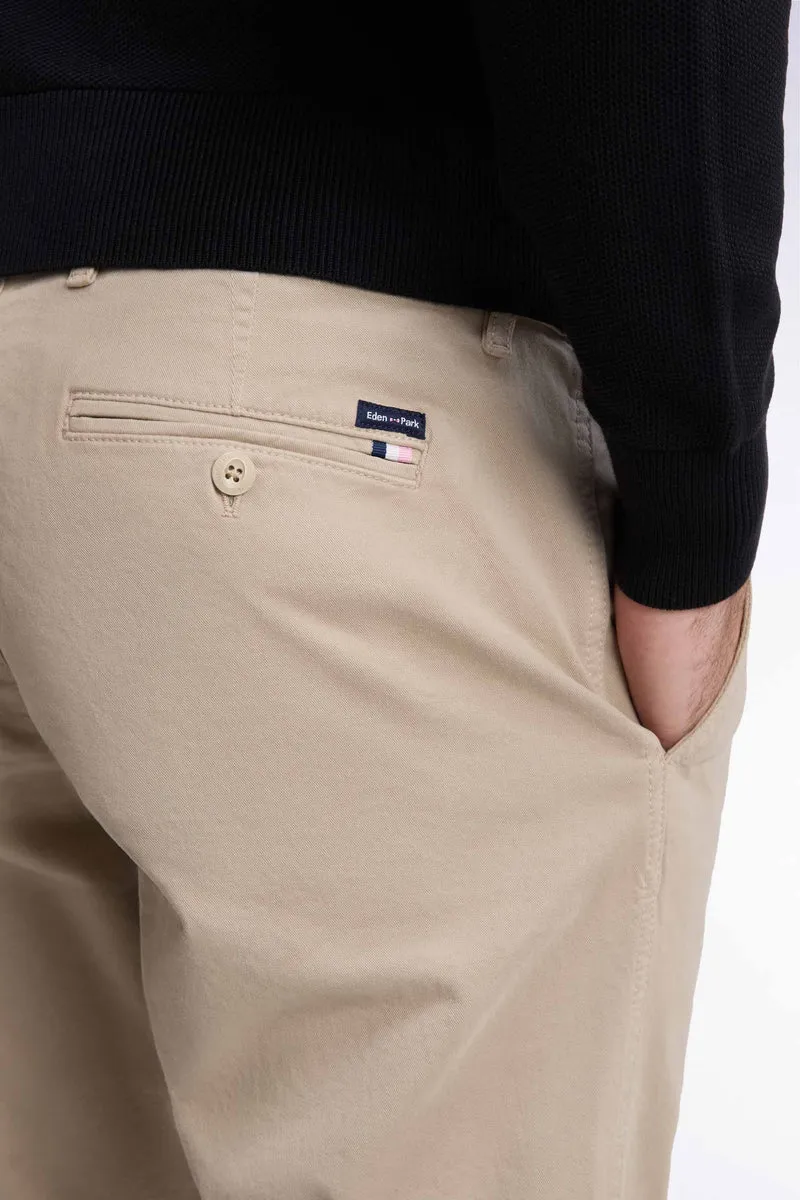 Pantalon chino sans plis en coton stretch beige