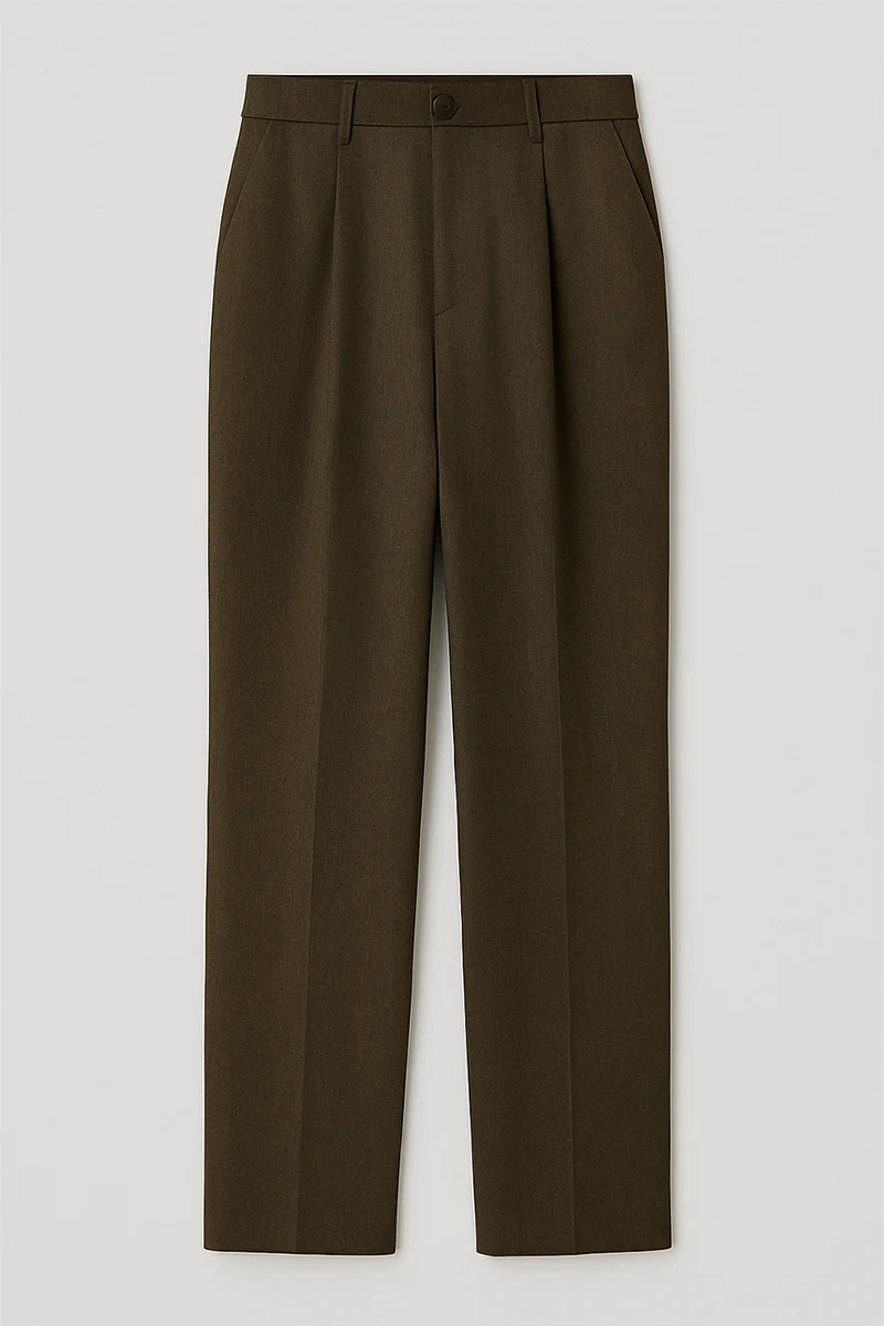 Le pantalon droit jambe large brun chiné