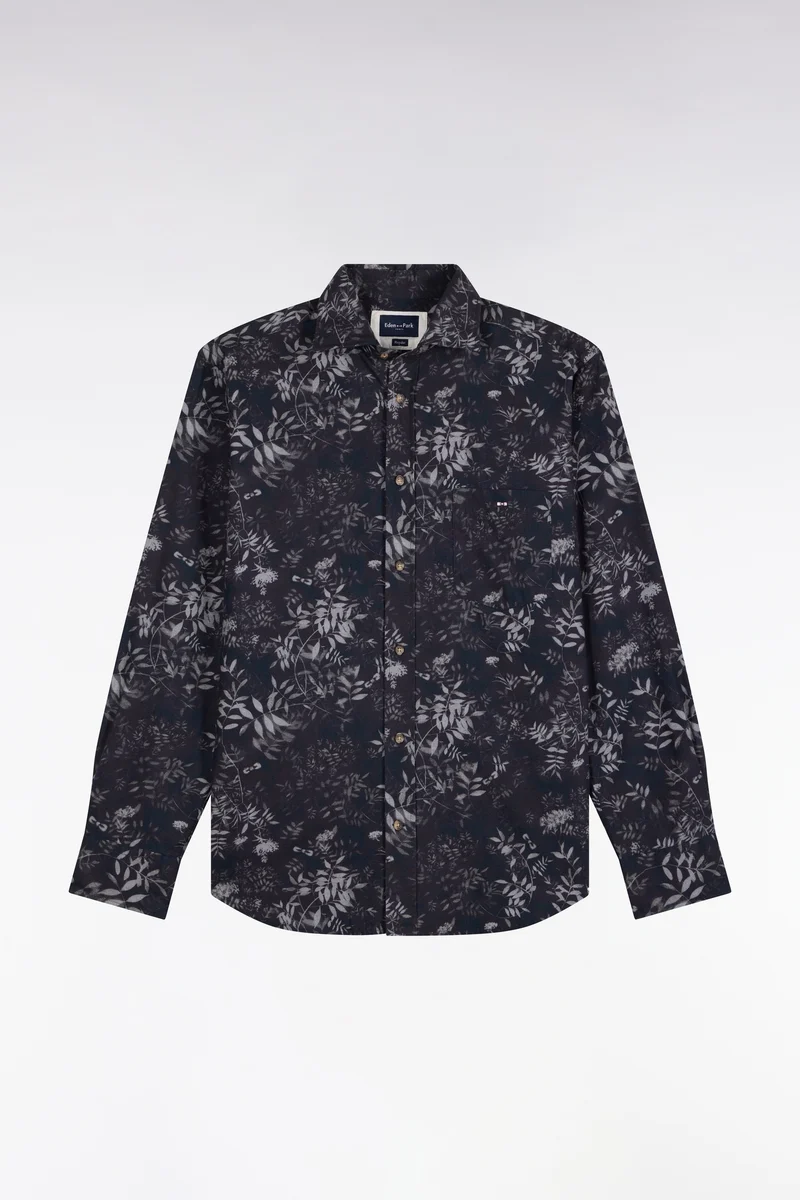 Chemise en coton à imprimé végétal coupe droite