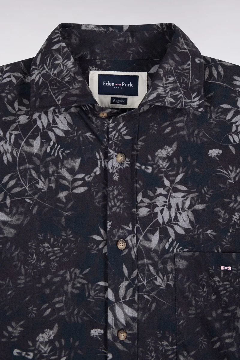Chemise en coton à imprimé végétal coupe droite