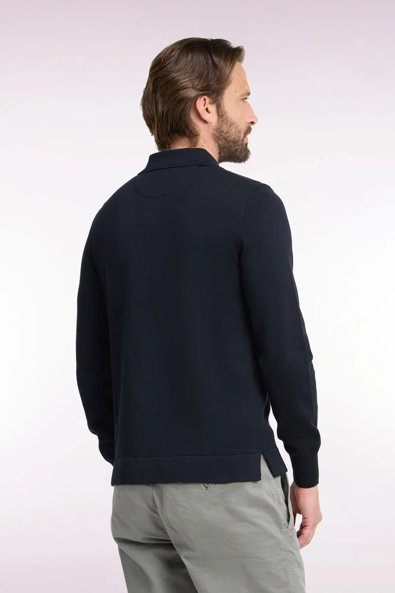 Cardigan zippé en coton et viscose noir coupe droite