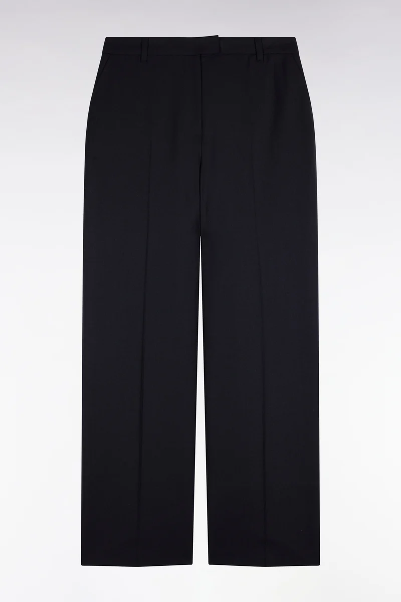 Pantalon tailleur en maille stretch marine coupe droite