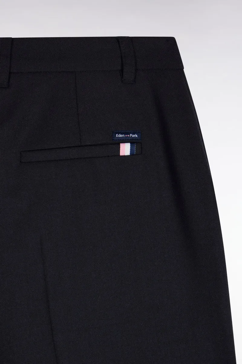 Pantalon tailleur en maille stretch marine coupe droite