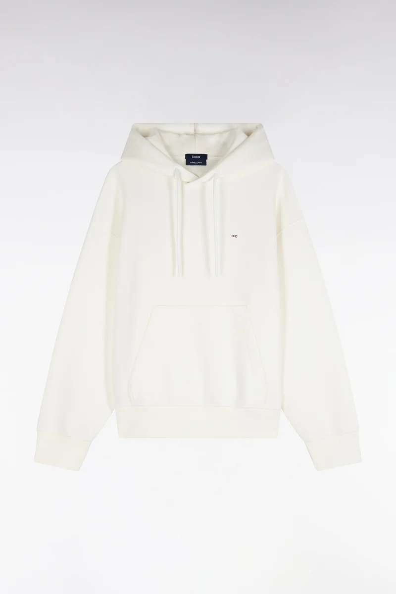 Sweatshirt à capuche unisexe en interlock écru coupe loose