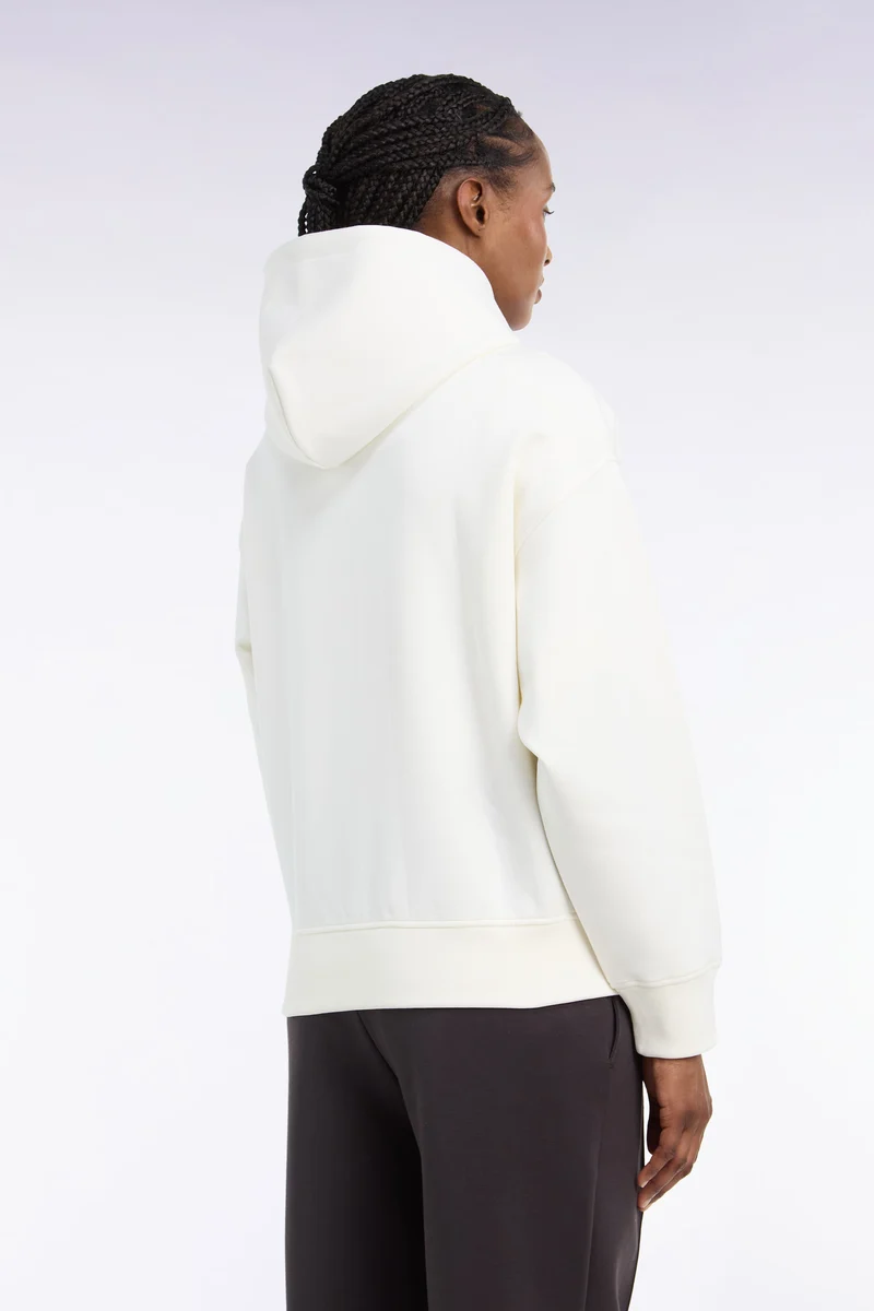 Sweatshirt à capuche unisexe en interlock écru coupe loose
