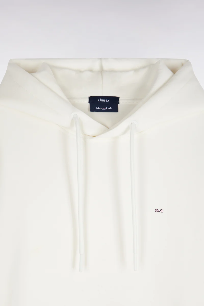 Sweatshirt à capuche unisexe en interlock écru coupe loose