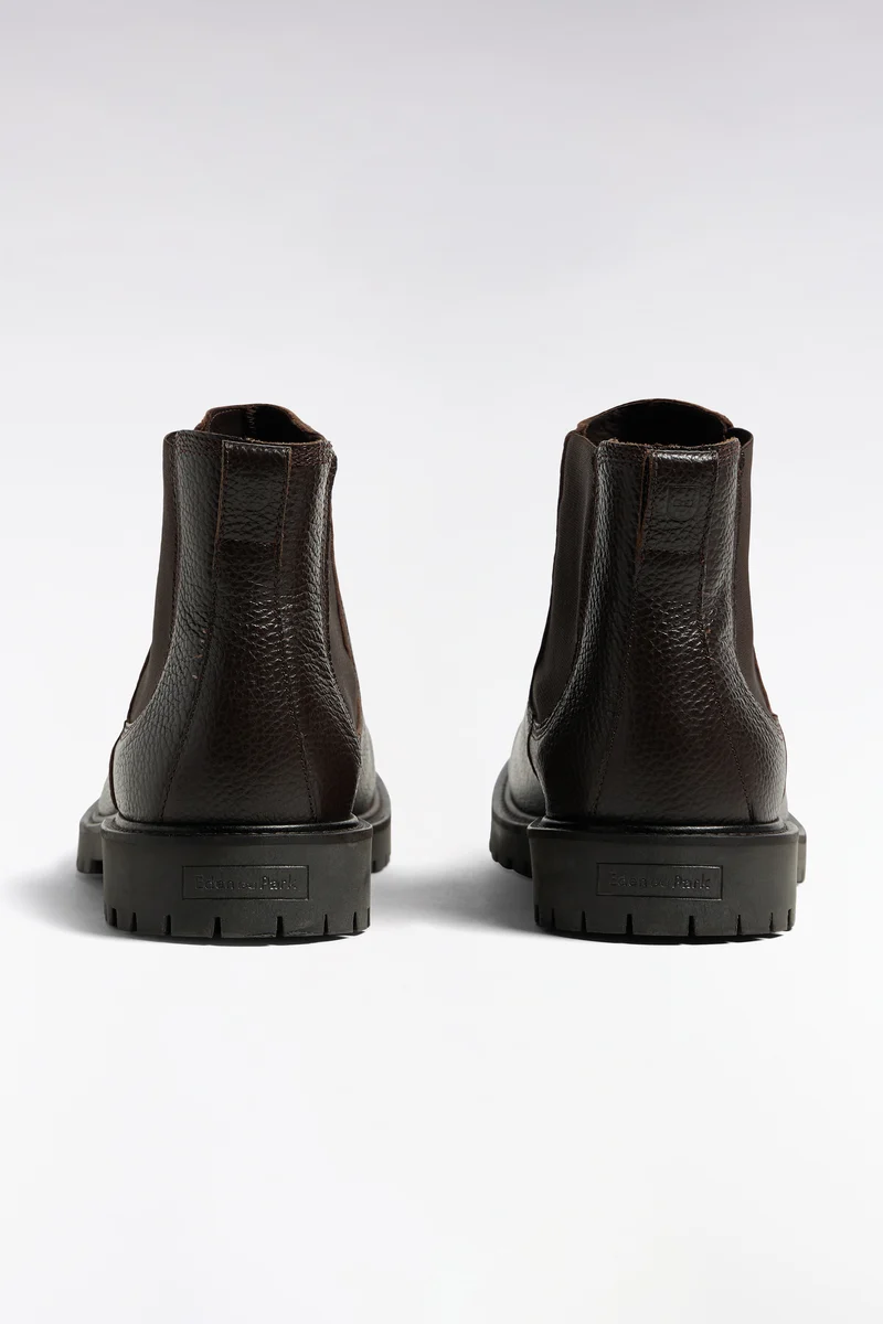 Bottines Chelsea en cuir grainé marron