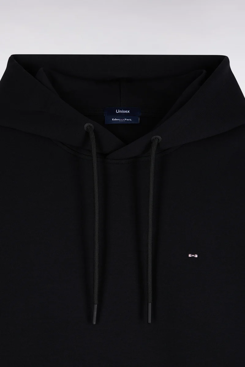 Sweatshirt à capuche unisexe en interlock noir coupe loose