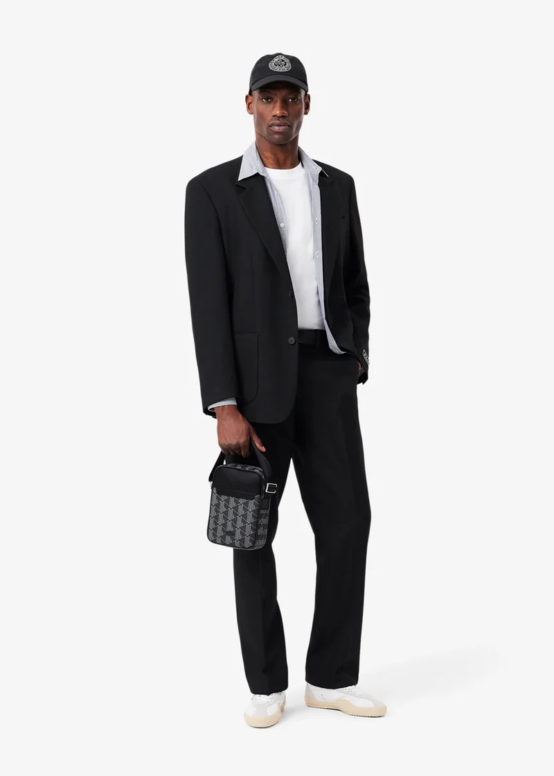 Sacoche monogramme Lacoste noire en cuir