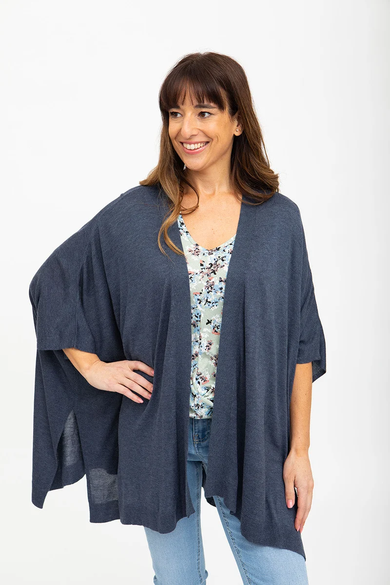 Cardigan ouvert effet poncho | 3 couleurs