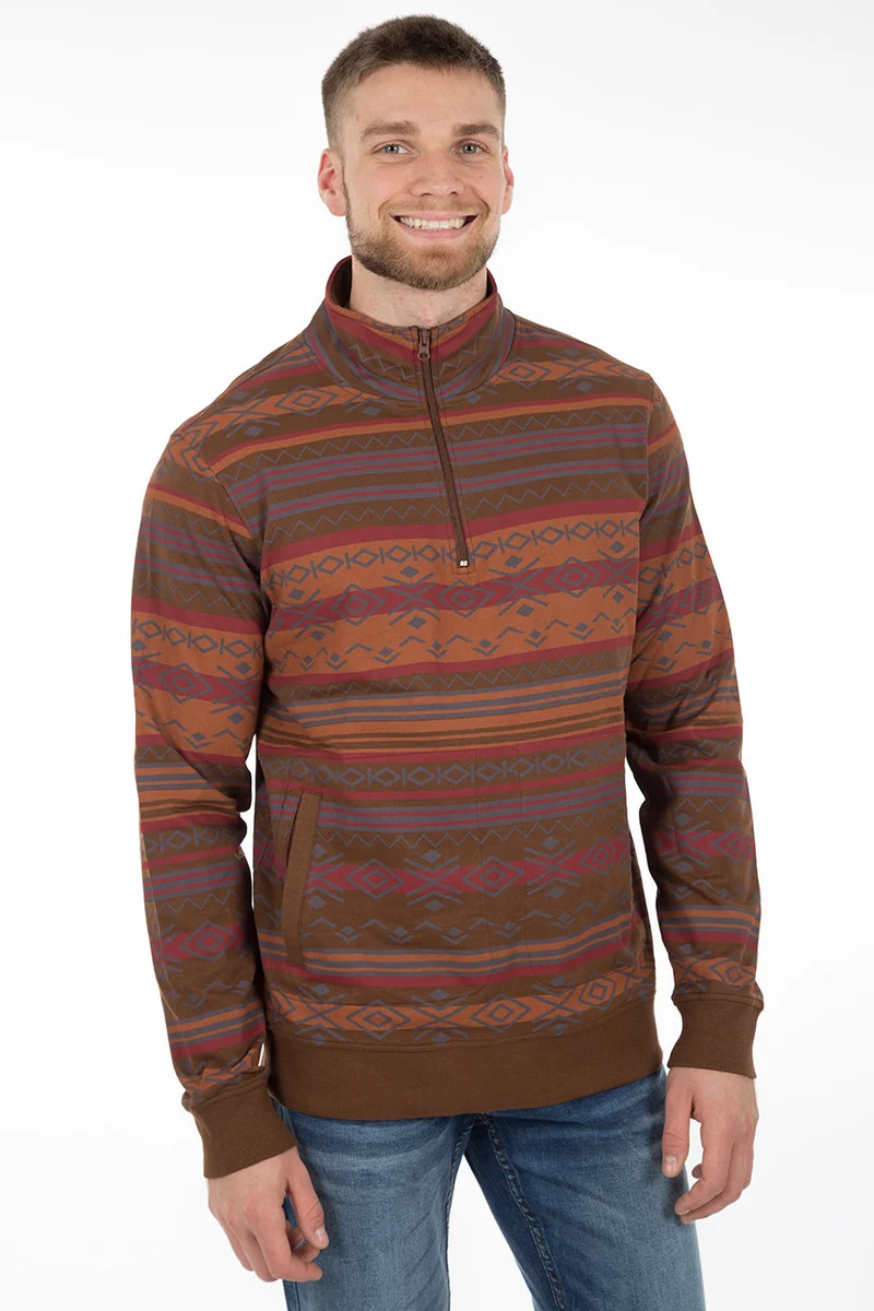 Chandail col montant demi-zip imprimé aztèque | 2 couleurs