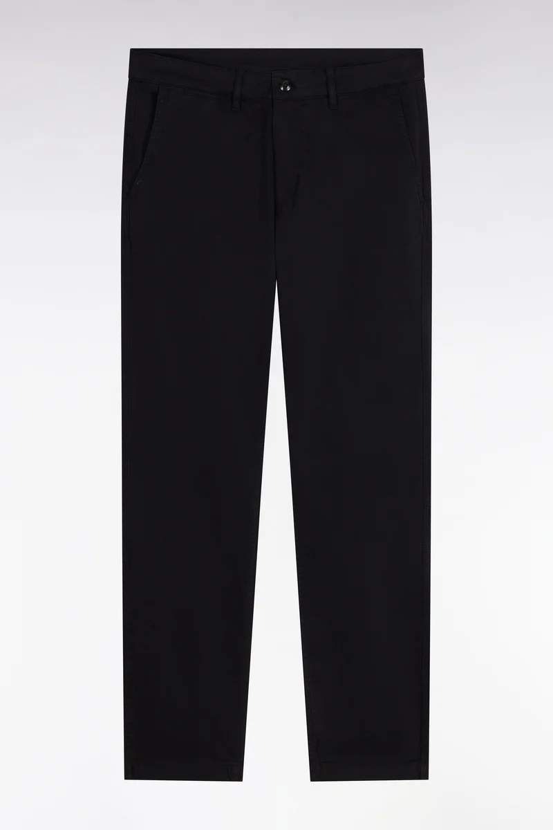 Pantalon chino sans plis en gabardine de coton stretch noir