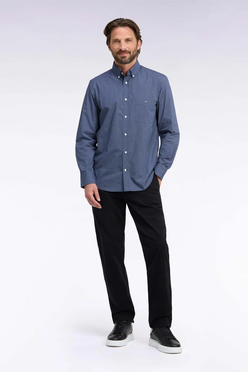 Pantalon chino sans plis en gabardine de coton stretch noir