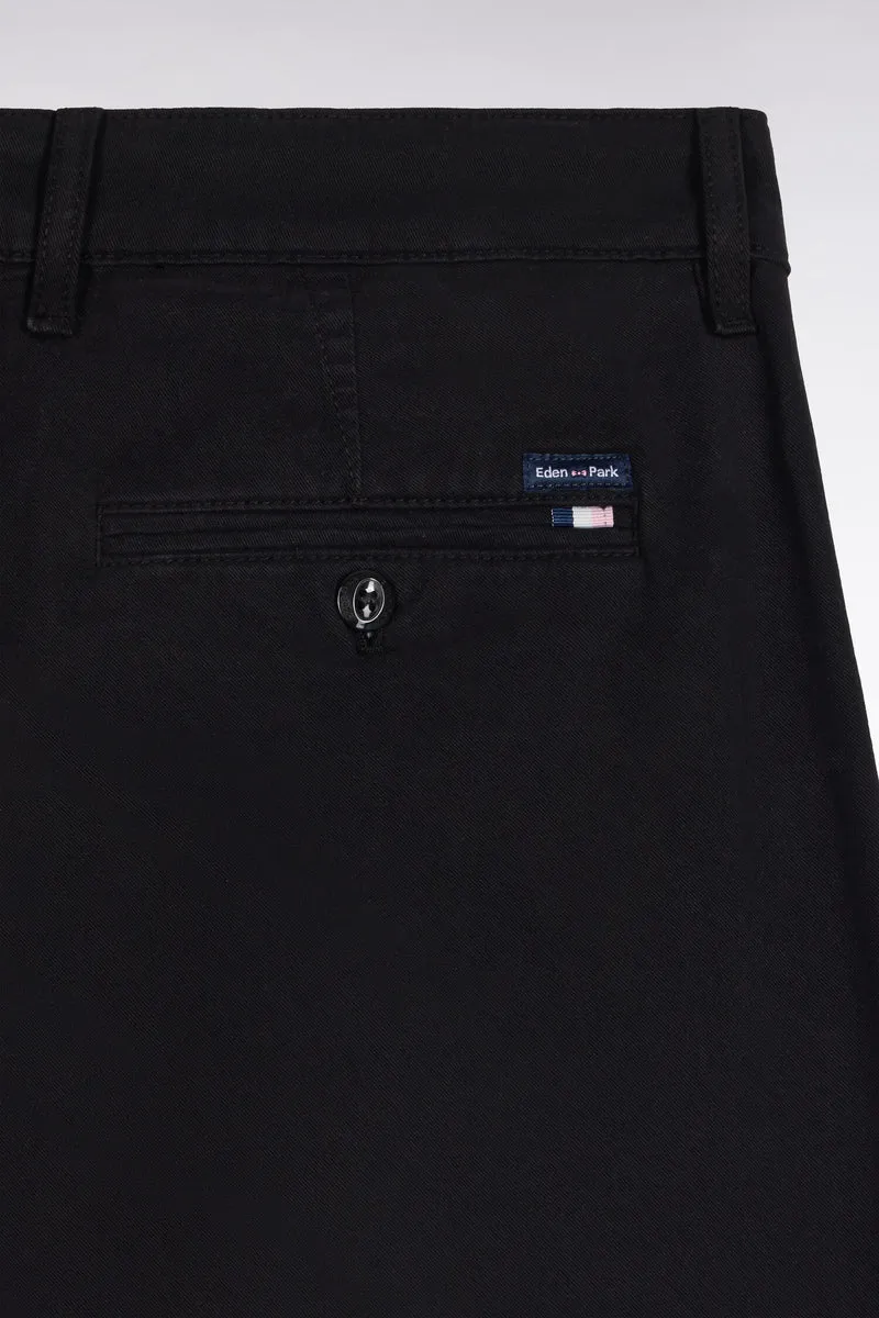 Pantalon chino sans plis en gabardine de coton stretch noir