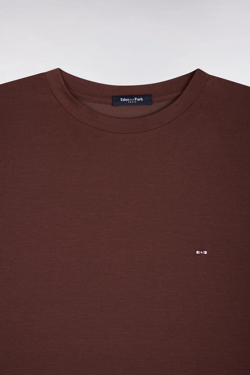 T-shirt manches courtes en modal stretch marron coupe ample