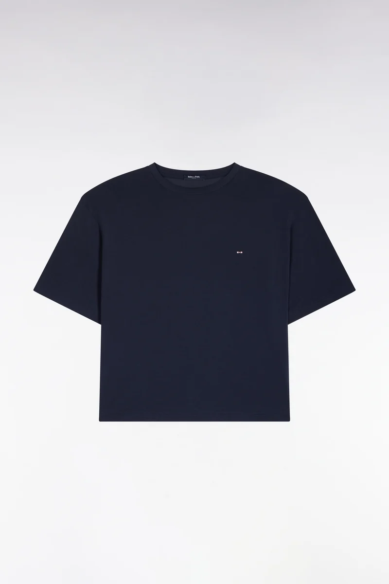 T-shirt manches courtes en modal stretch marine coupe ample