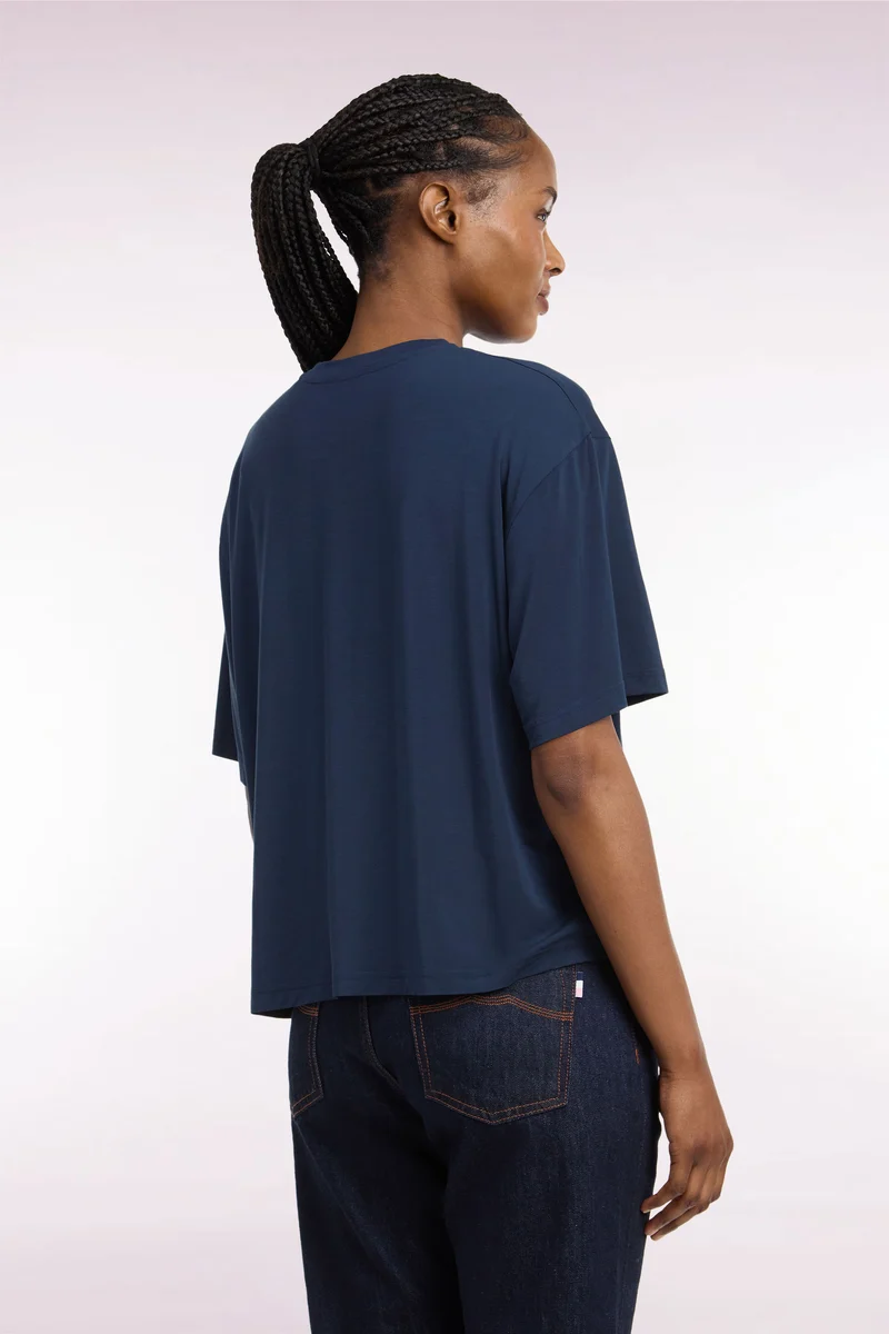 T-shirt manches courtes en modal stretch marine coupe ample