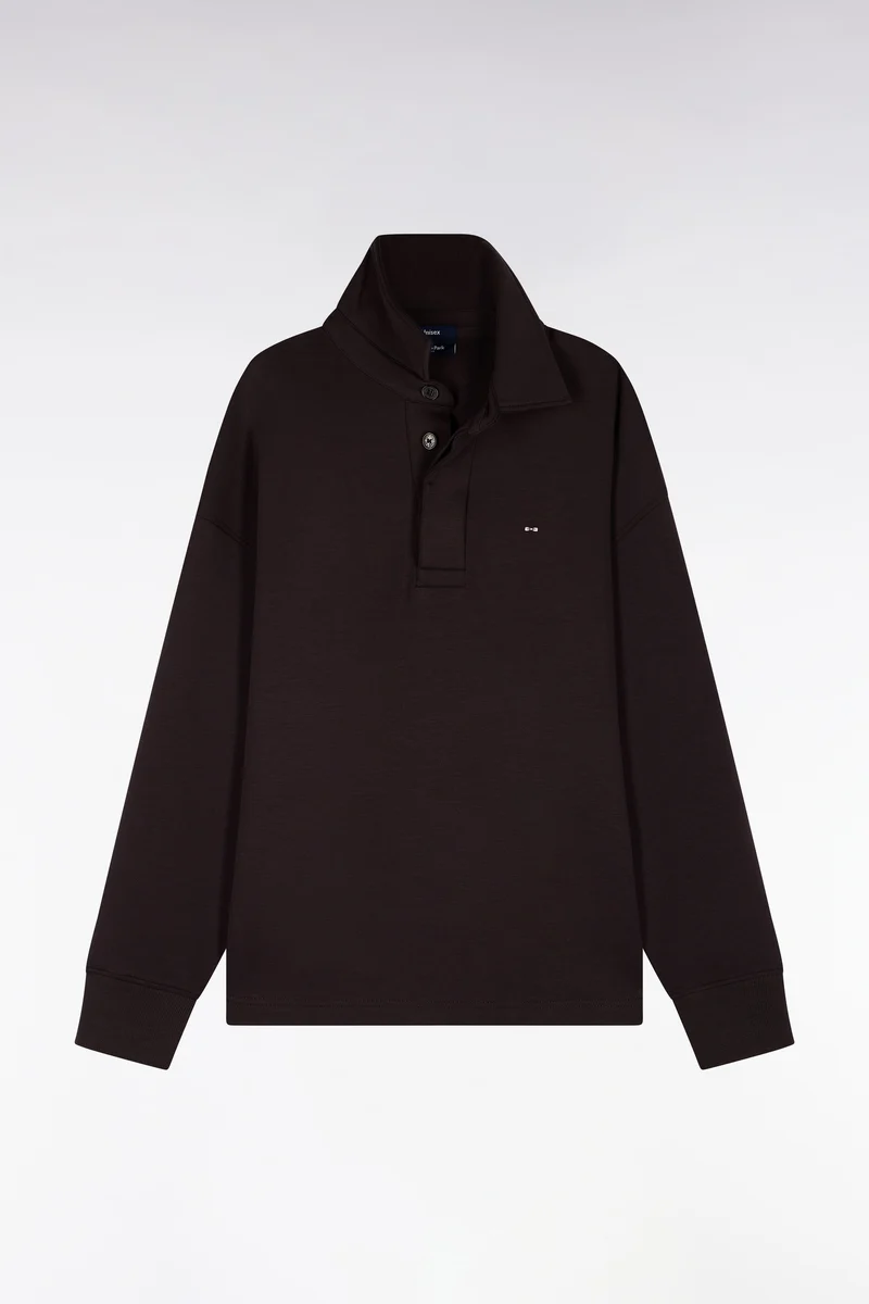 Sweatshirt unisexe à col maillot en interlock de coton marron