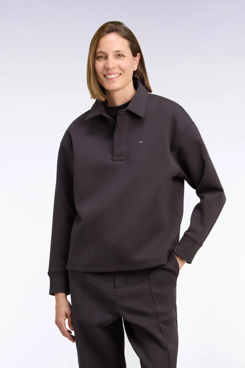 Sweatshirt unisexe à col maillot en interlock de coton marron