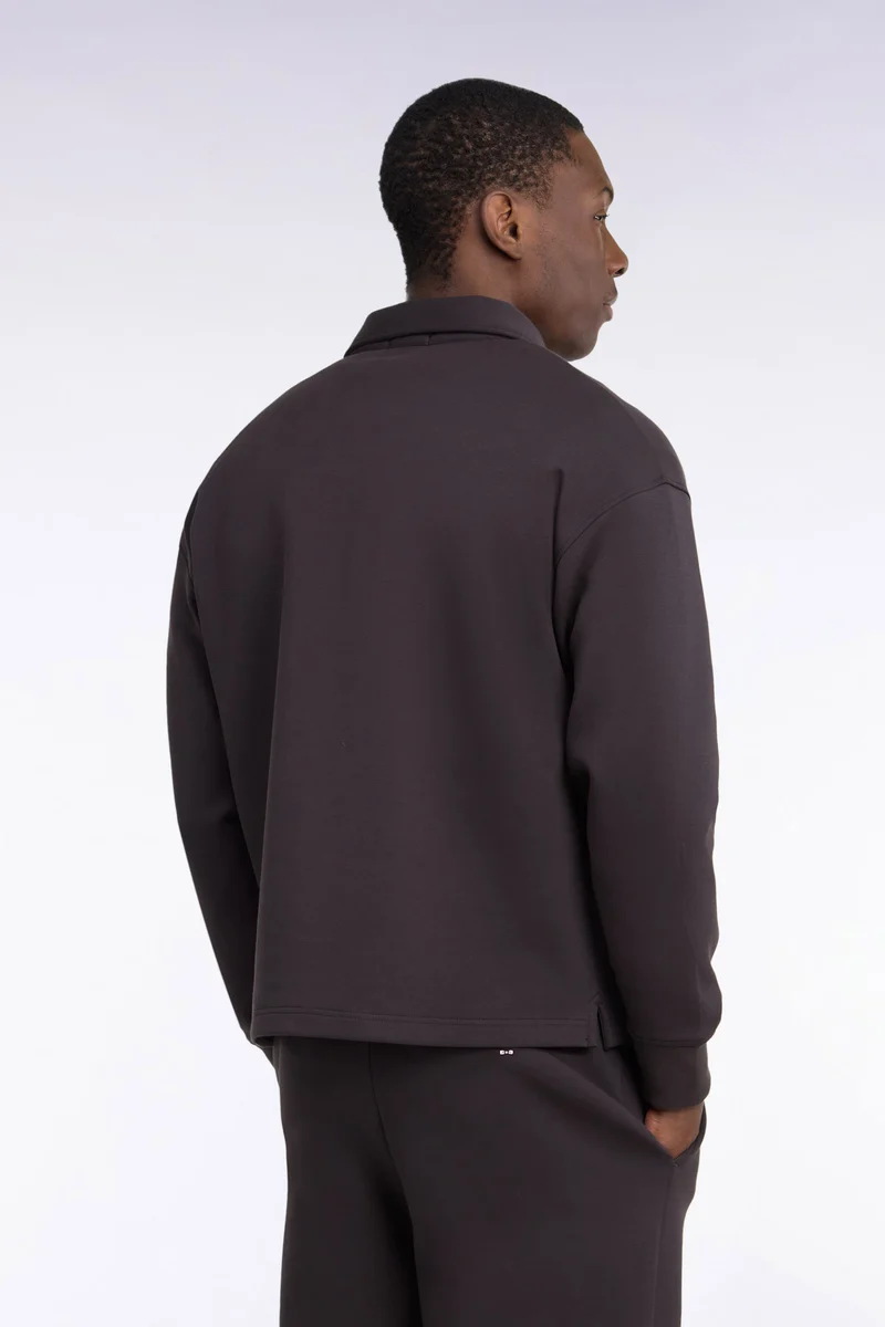 Sweatshirt unisexe à col maillot en interlock de coton marron