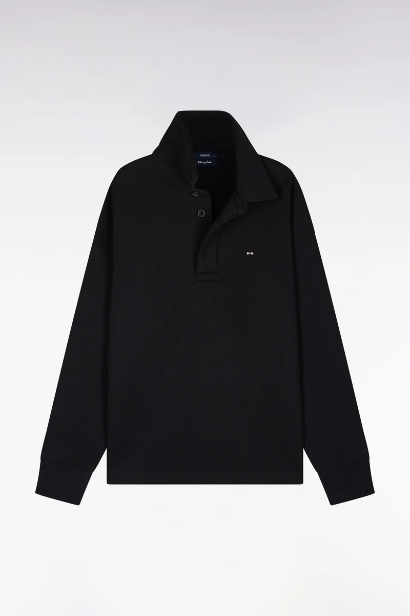 Sweatshirt unisexe à col maillot en interlock de coton noir