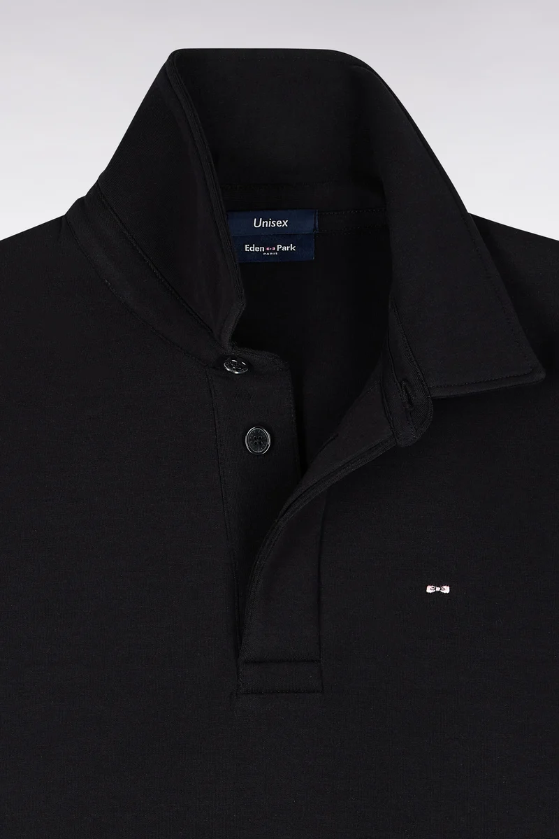 Sweatshirt unisexe à col maillot en interlock de coton noir