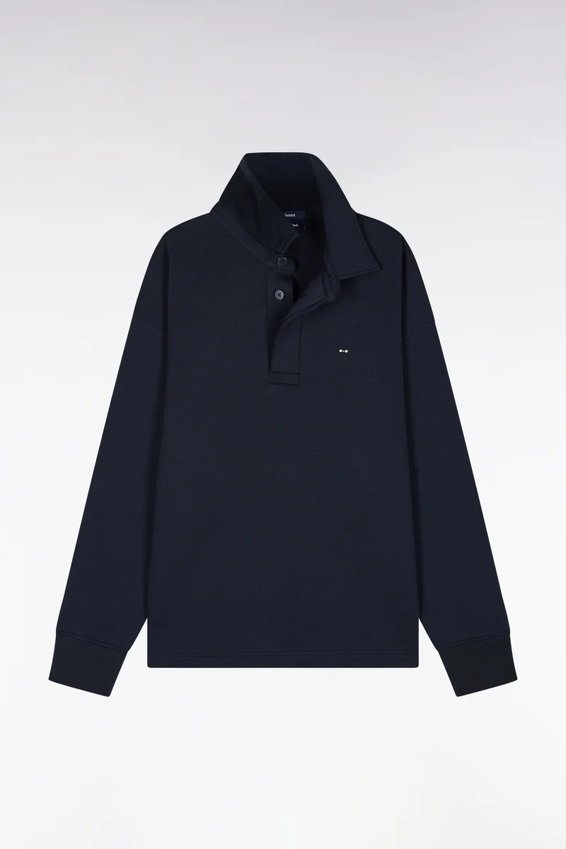 Sweatshirt unisexe à col maillot en interlock de coton marine