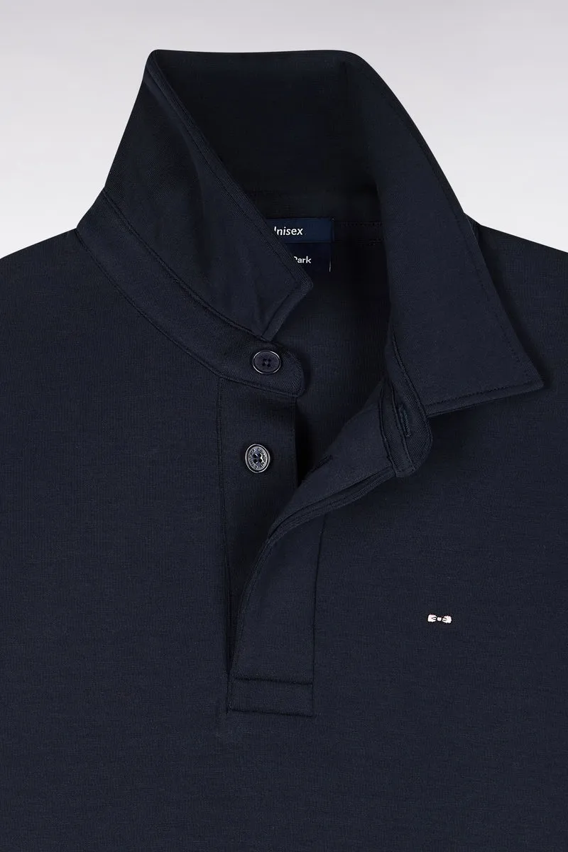 Sweatshirt unisexe à col maillot en interlock de coton marine