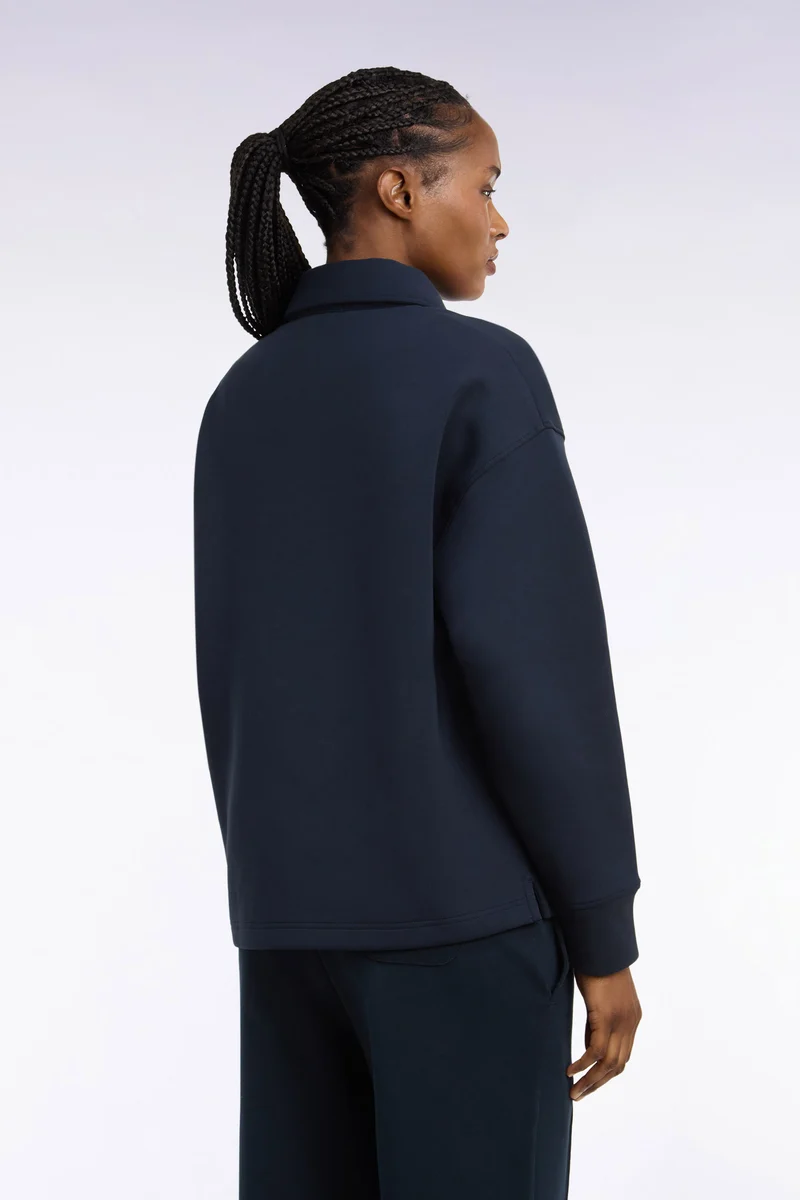 Sweatshirt unisexe à col maillot en interlock de coton marine