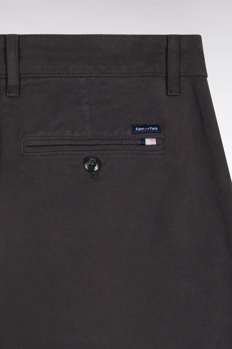 Pantalon chino sans plis en gabardine de coton stretch kaki