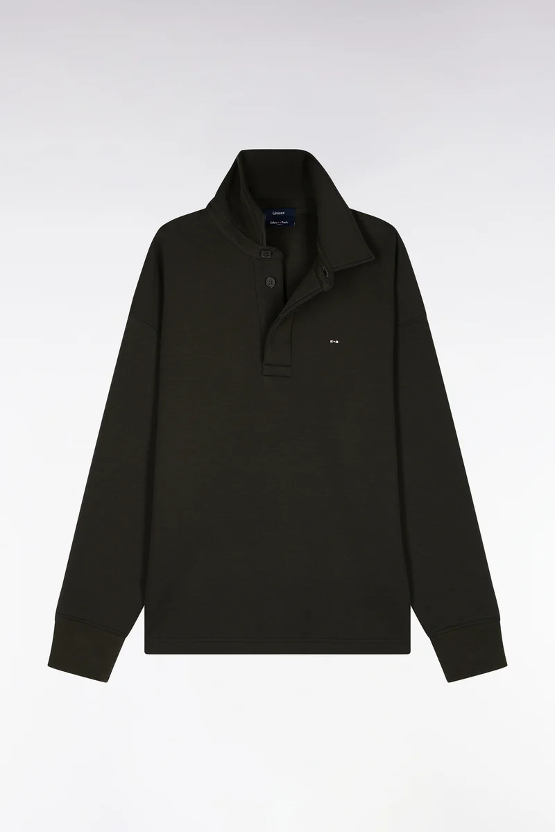 Sweatshirt unisexe à col maillot en interlock de coton kaki