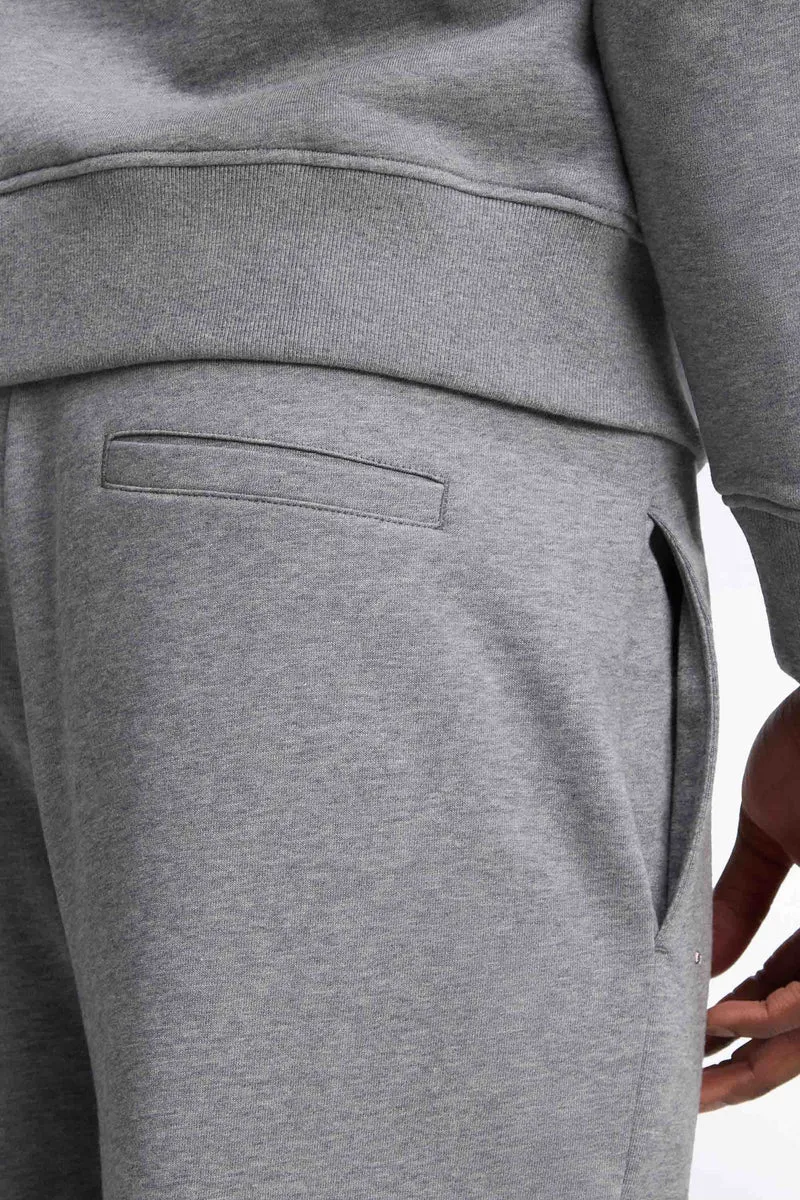 Jogging uni en molleton coton gris coupe droite