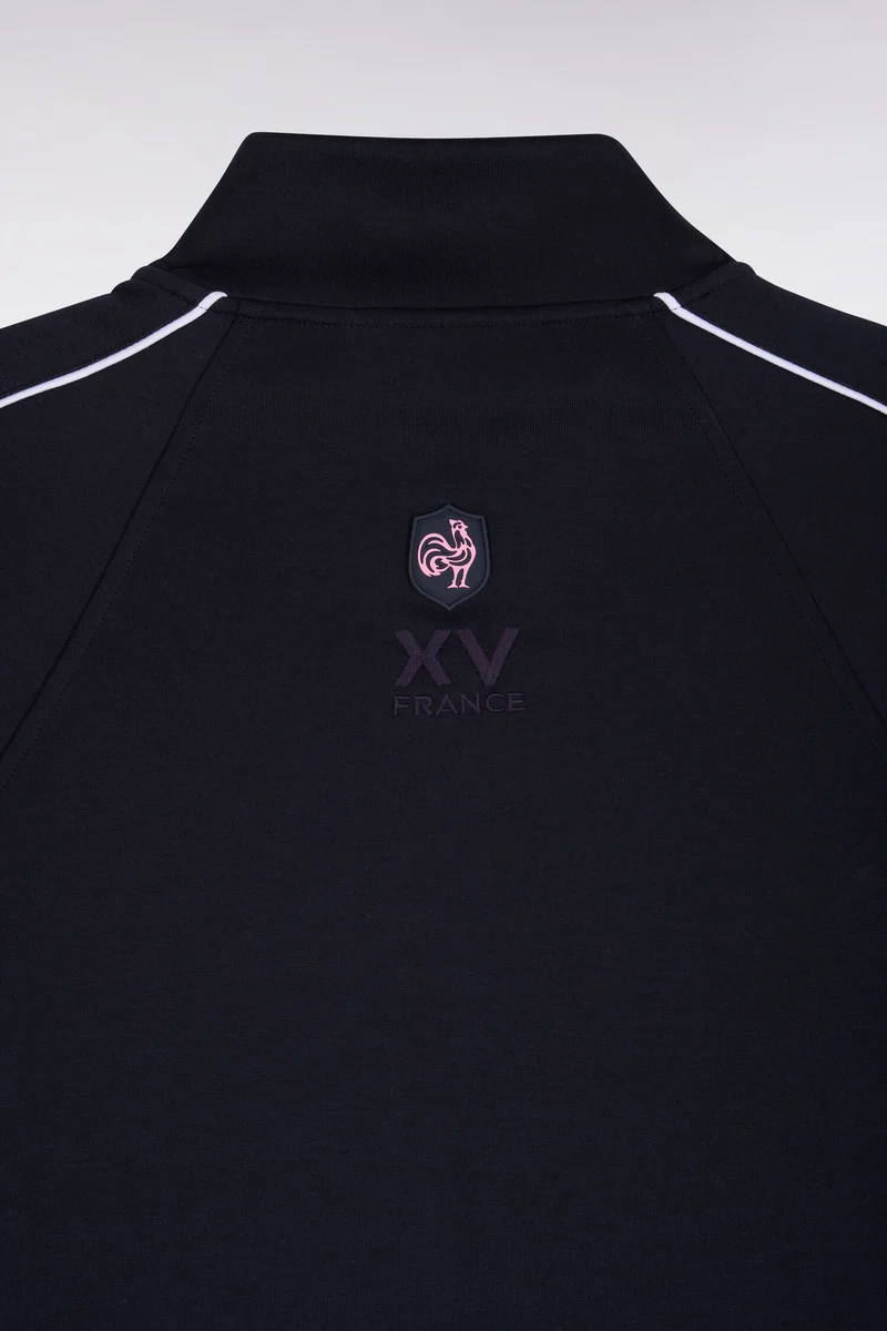 Sweatshirt zippé à parmenture matelassée marine XV de France coupe droite
