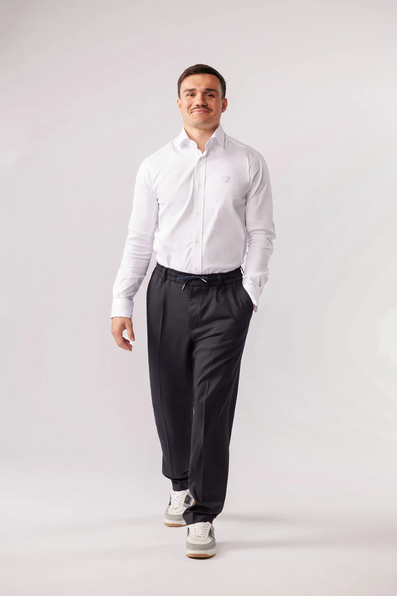 Pantalon en laine bleu marine Eden Park x Racing 92