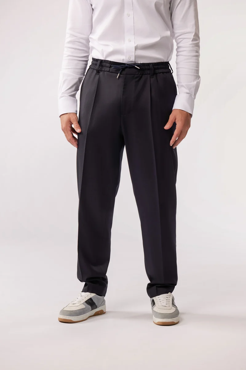 Pantalon en laine bleu marine Eden Park x Racing 92