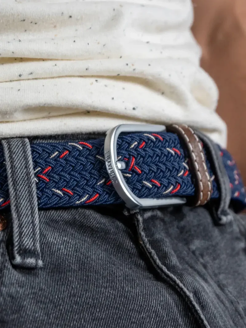Ceinture tressée Byllibelt marine en cuir
