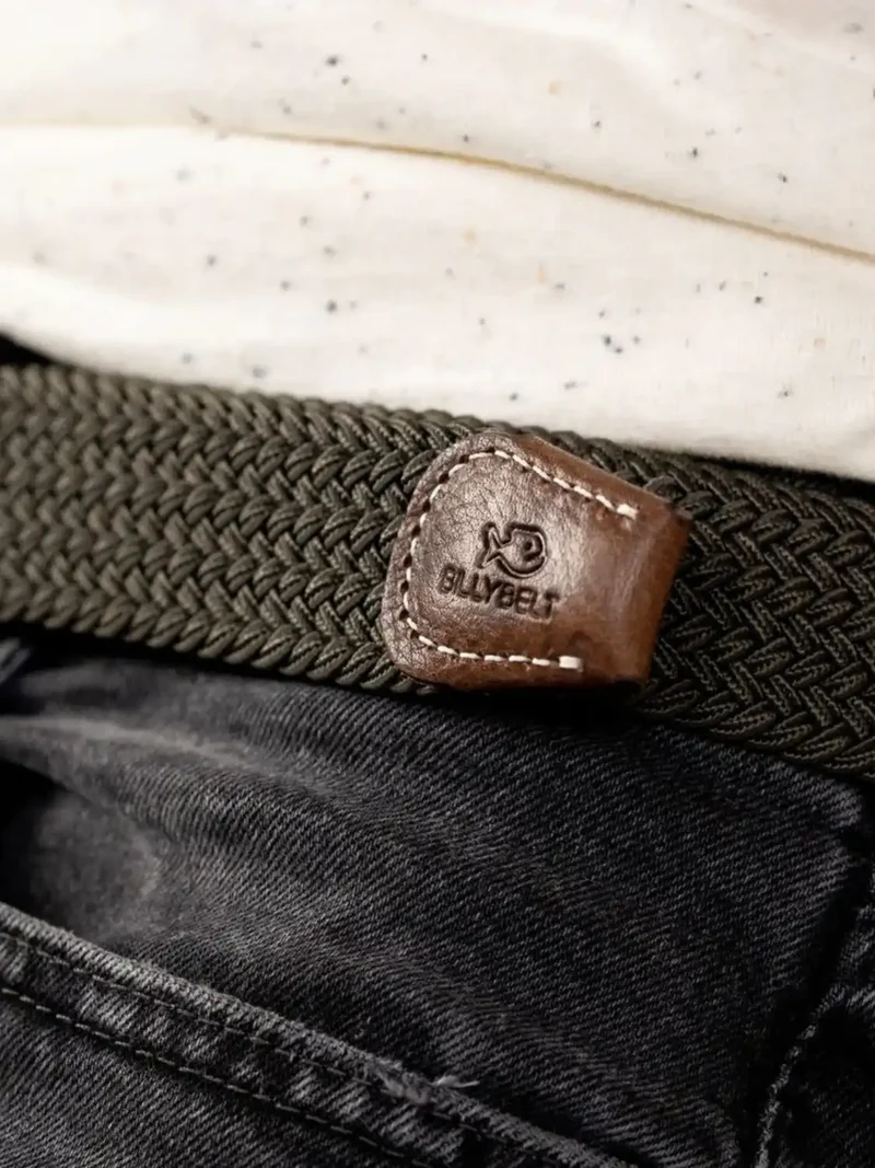 Ceinture tressée Billybelt kaki en cuir