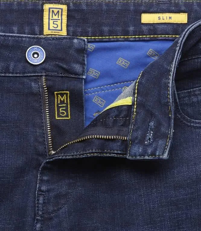Jean Meyer Slim bleu en coton stretch