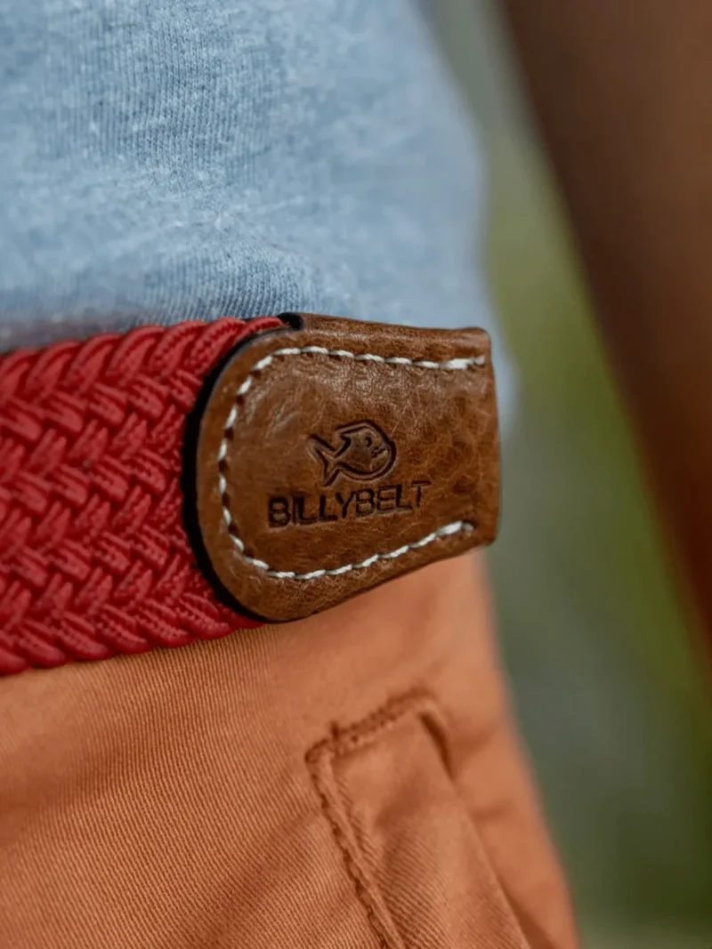 Ceinture tressée Billybelt rouge en cuir