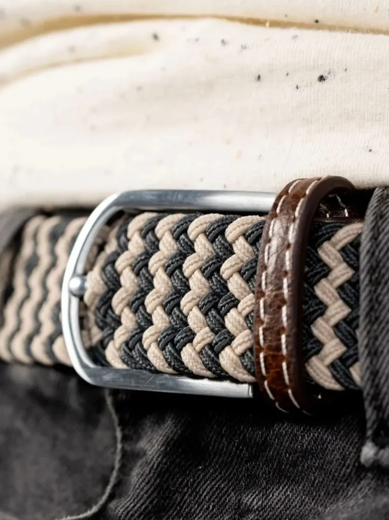 Ceinture tressée Billybelt grise en cuir