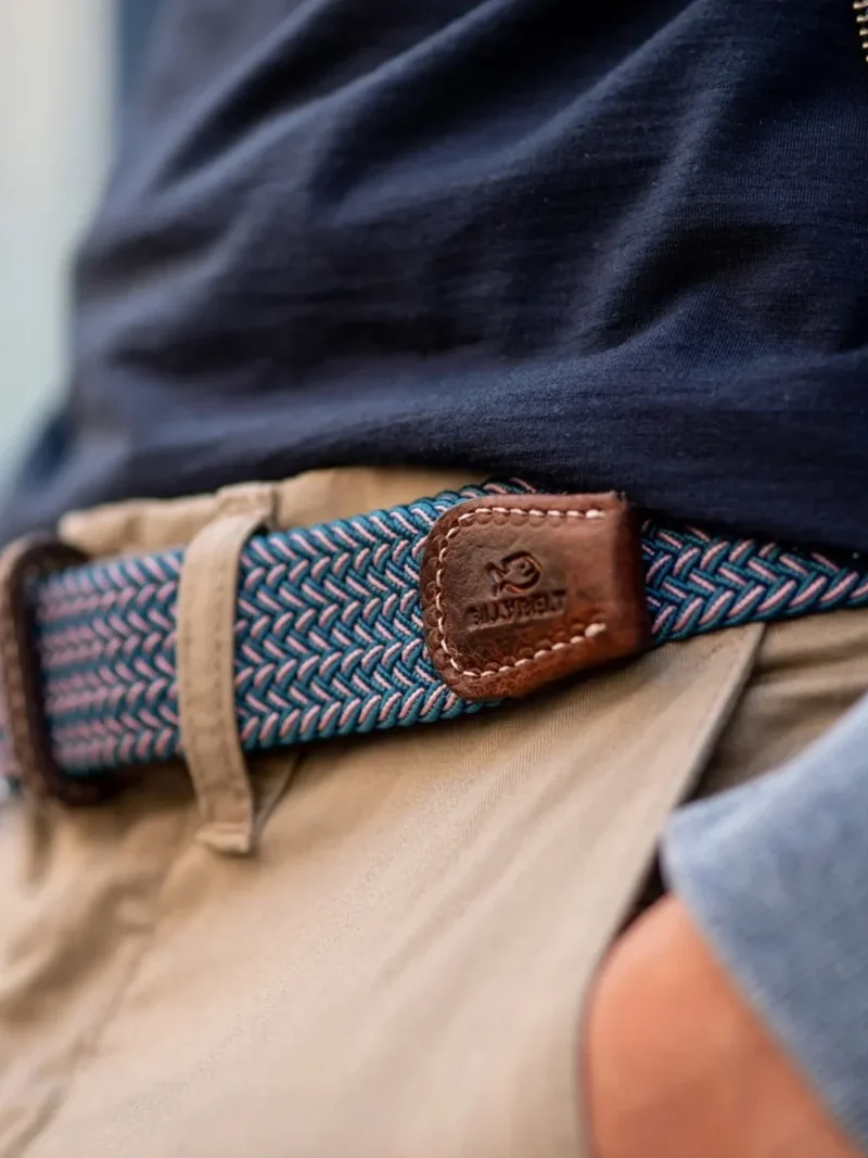 Ceinture tressée Billybelt bleue en cuir