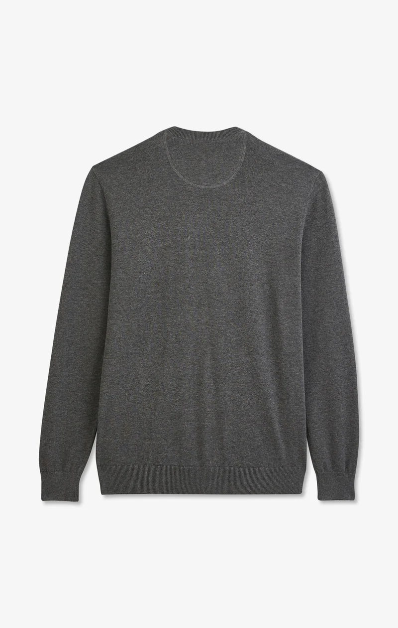 Pull gris à col V en coton