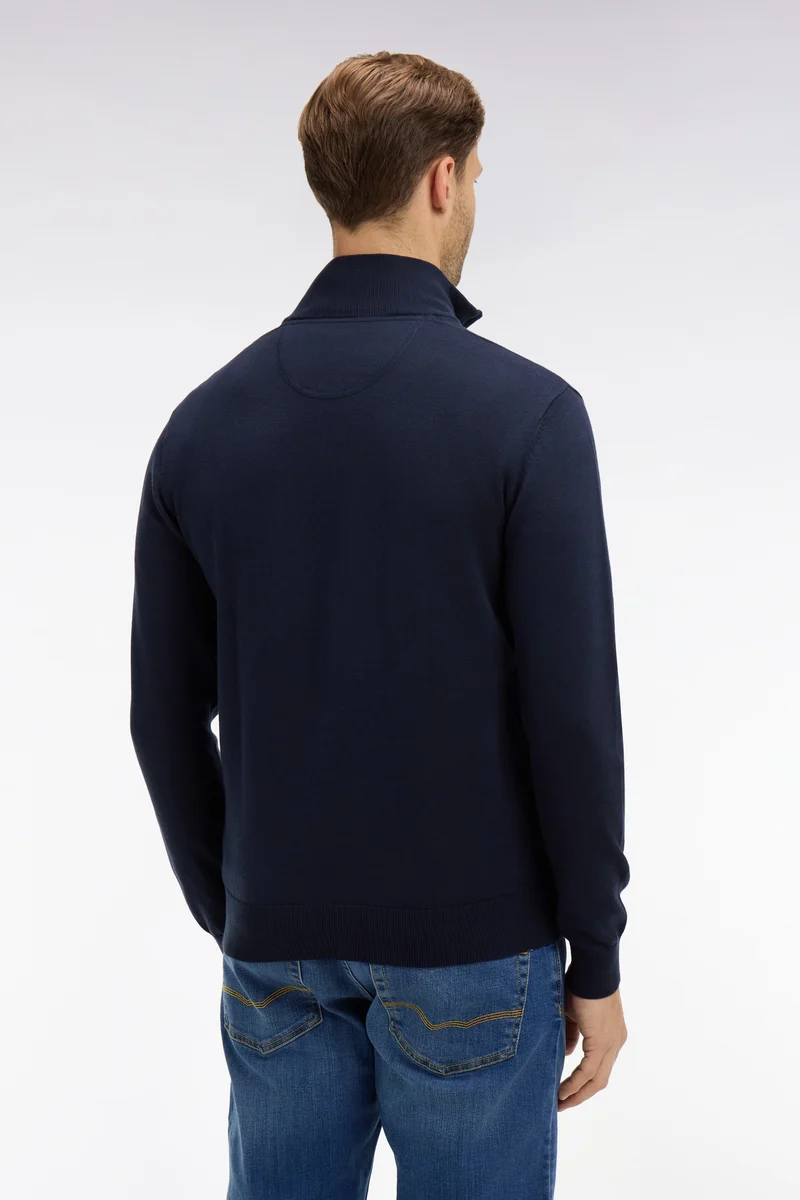 Pull bleu marine à col camionneur en coton